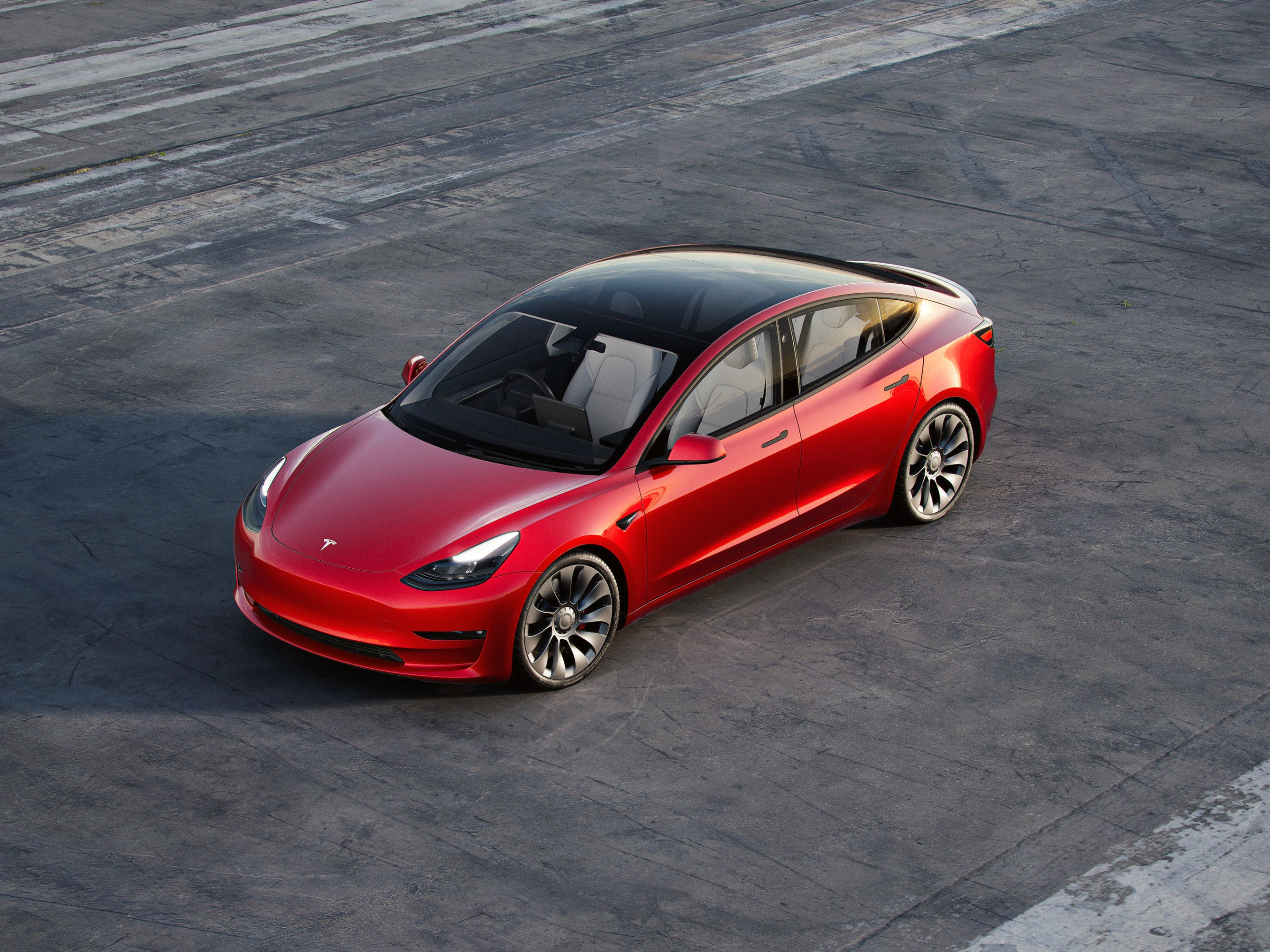 red Tesla Model3